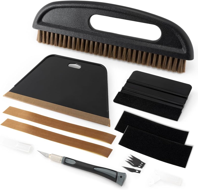 Gomake Wallpaper Smoothing Tool Wallpaper Brush Tools Kit with Felt Squeegee Craft Precision Knife for Paper Peel and Stick Wallpaper Car Wrap Vinyl Window Tint Film Wallpaper Adhesive (Kit 02) - Image 1